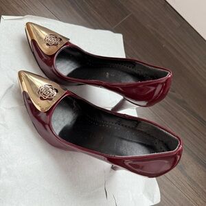 Italian Burgundy and Gold Women's Heels